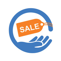 Sale promotion discount offer shopping retail commerce hands tag price marketing advertising campaign vector art illustration