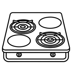 Dual-Burner Induction Cooktop – Top-Down Line Drawing