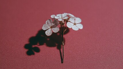 White flower on pink background, minimalist floral elegance and delicate beauty