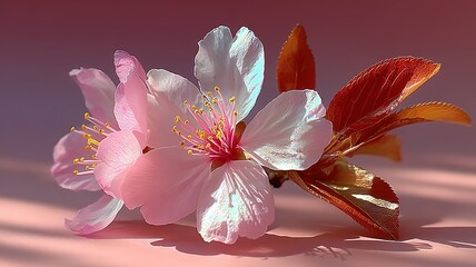 White flower on pink background, minimalist floral elegance and delicate beauty