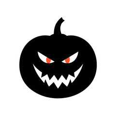 Spooky Black Pumpkin with Glaring Red Eyes and Sharp Teeth A Halloween Icon