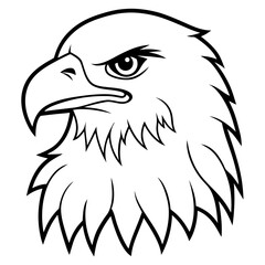 Bald Eagle Head Icon – Minimal Vector American Symbol of Freedom, USA National Bird Outline for Patriotic Designs, Wildlife Illustrations, Independence Day Graphics, Editable Clipart