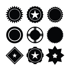 Collection of Nine Versatile Black and White Starburst and Badge Design Elements Perfect for Branding, Logos, and Web Design Projects