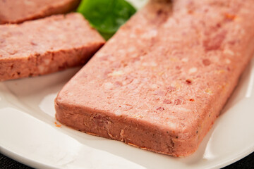Pate meat peppers pork liver, pork meat riyet fresh delicious gourmet food background on the table...