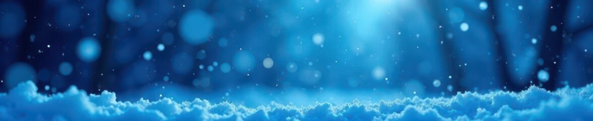 Abstract blue bokeh, snowy silhouette, winter scene, abstract art, silhouette