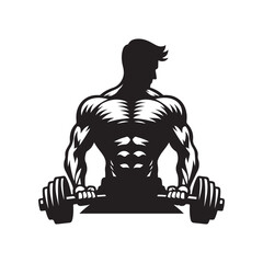 gym workouts vector silhouette clip art logo design illustration