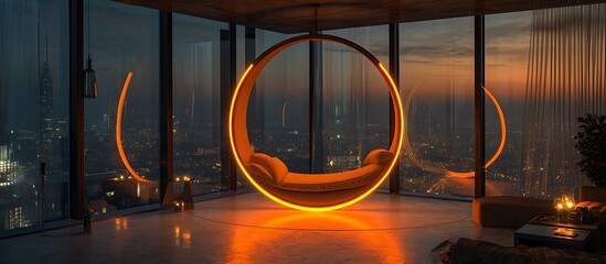 interior swing background swing hanging from the roof in different unique style and in different technological background 