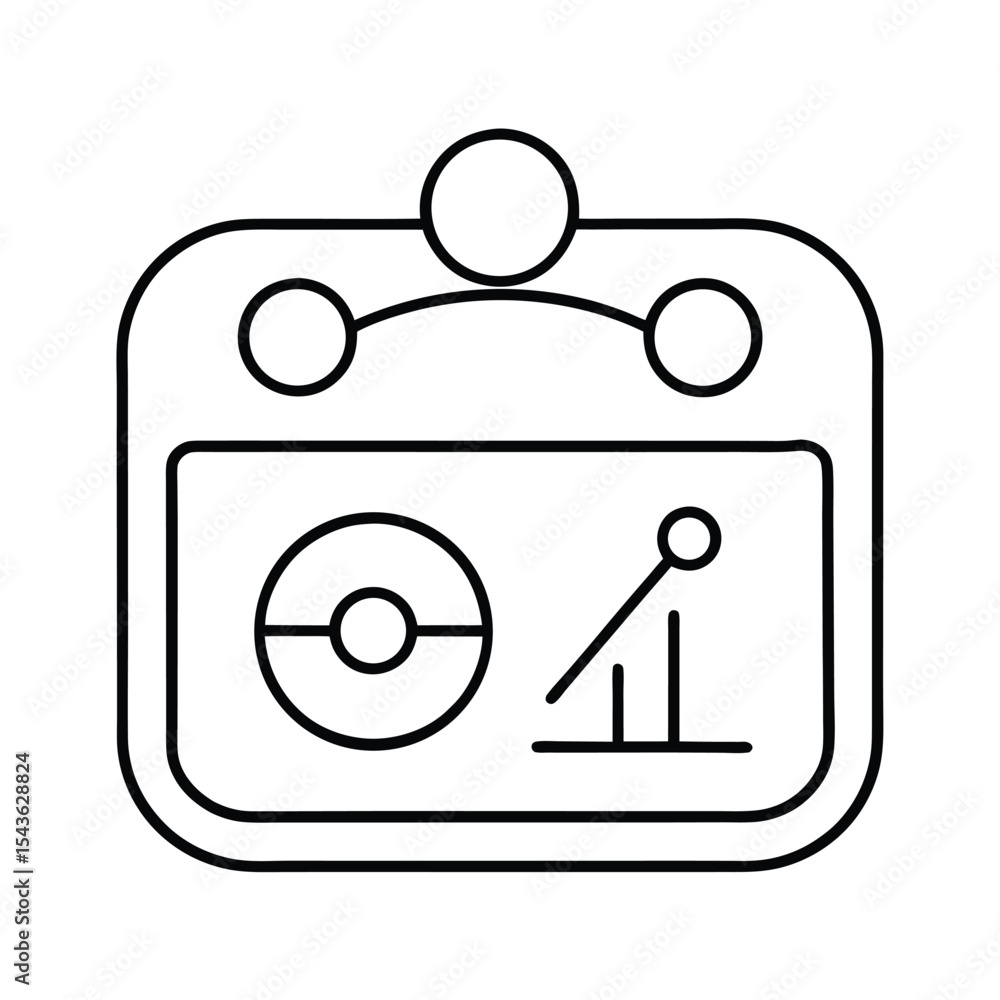 Poster Simple line art design depicting a minimalist digital interface displaying data and navigation