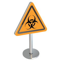 Obraz premium Biohazard warning sign on white background for safety and health precautions and awareness purposes