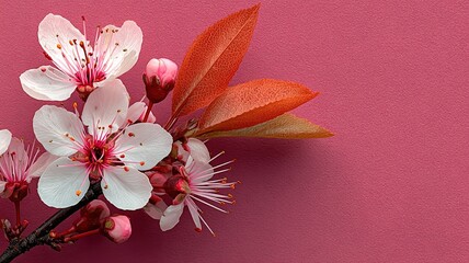 White flower on pink background, minimalist floral elegance and delicate beauty