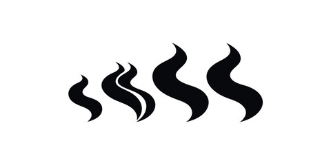 Collection of abstract fire wave icons in black silhouette style, perfect for heat, flame, energy, gas, or minimal design projects and branding.