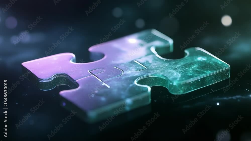 Aufkleber Abstract Puzzle: A single, illuminated puzzle piece, rendered with a captivating gradient and subtle textures, suggesting the concept of unity and connection within a digital universe. 