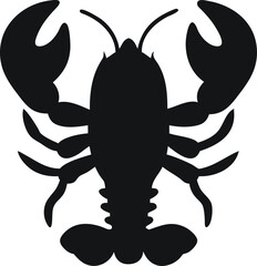 Obraz premium Minimalist Black Silhouette of a Lobster on White Background – Clean Vector Illustration of a Marine Crustacean for Seafood, Ocean Life, Fishing, Culinary, and Logo Concepts