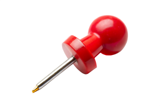 Single Red Push Pin with Metallic Point Isolated on White Background A I G E N E R A T E D - P N G isolated on a transparent background 1