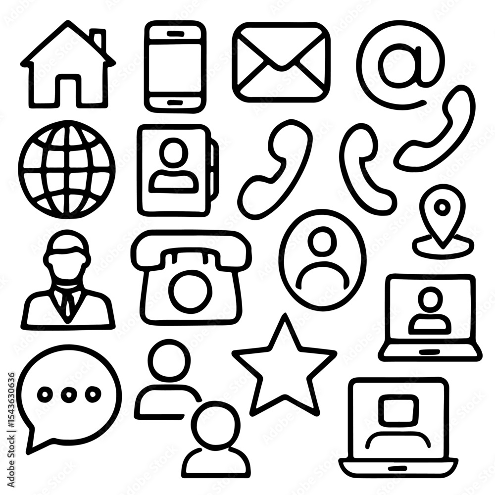 Poster black flat vector internet and web icons set with symbols of computer, business, mail, home, and com