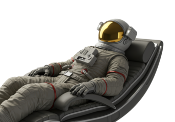 Isolated Astronaut Resting in Chair - Spaceman