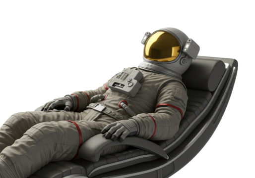 Isolated Astronaut Resting in Chair - Spaceman