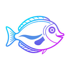 Fototapeta premium Cartoon blue tang fish illustration in vibrant gradient colors 