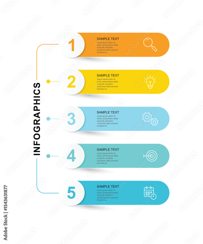 Poster infographic 5 options design elements for your business data. vector illustration