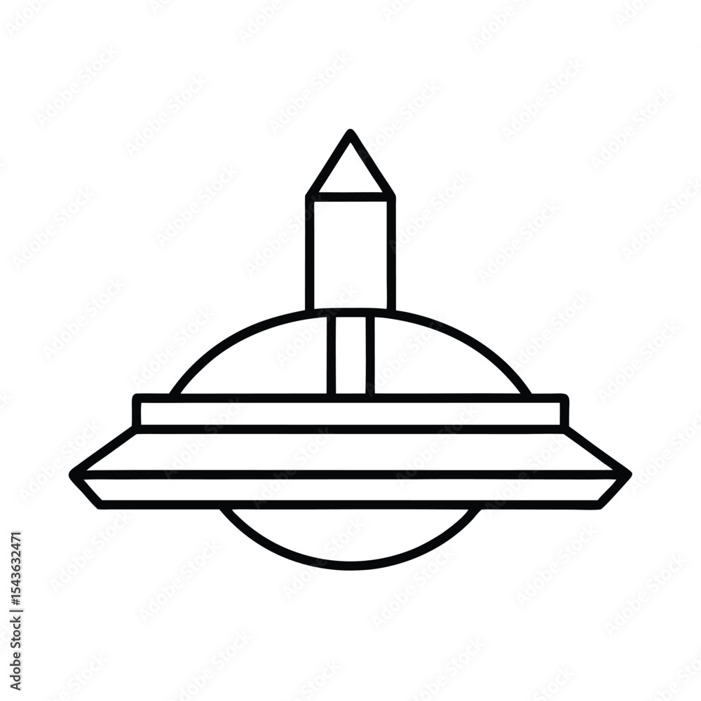 Poster simple minimalist line art illustration of a futuristic architectural design with a unique structure