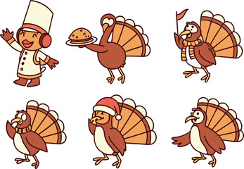 Cute Turkey Clipart Set for Thanksgiving. Cartoon Turkey Clipart Collection for Fall. Thanksgiving Turkey Illustrations for Print. Colorful Turkey Clipart for Holiday Crafts. Fun Turkey Clipart Bundle