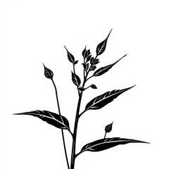 Minimalistische schwarze Vektorgrafik eines Weizenhalms mit Bl&auml;ttern &ndash; ideal f&uuml;r Natur-, Bio- und Landwirtschaftsthemen.