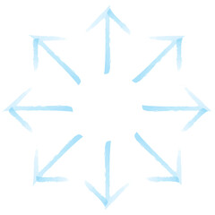 水彩風手書きのシンプル矢印　全方向矢印