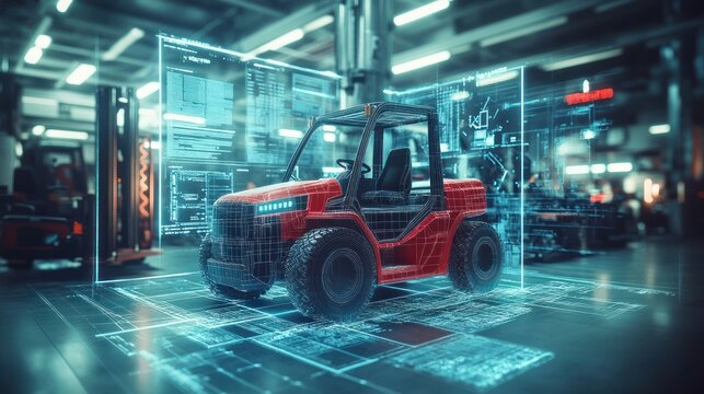 Industrial forklift with augmented reality overlay