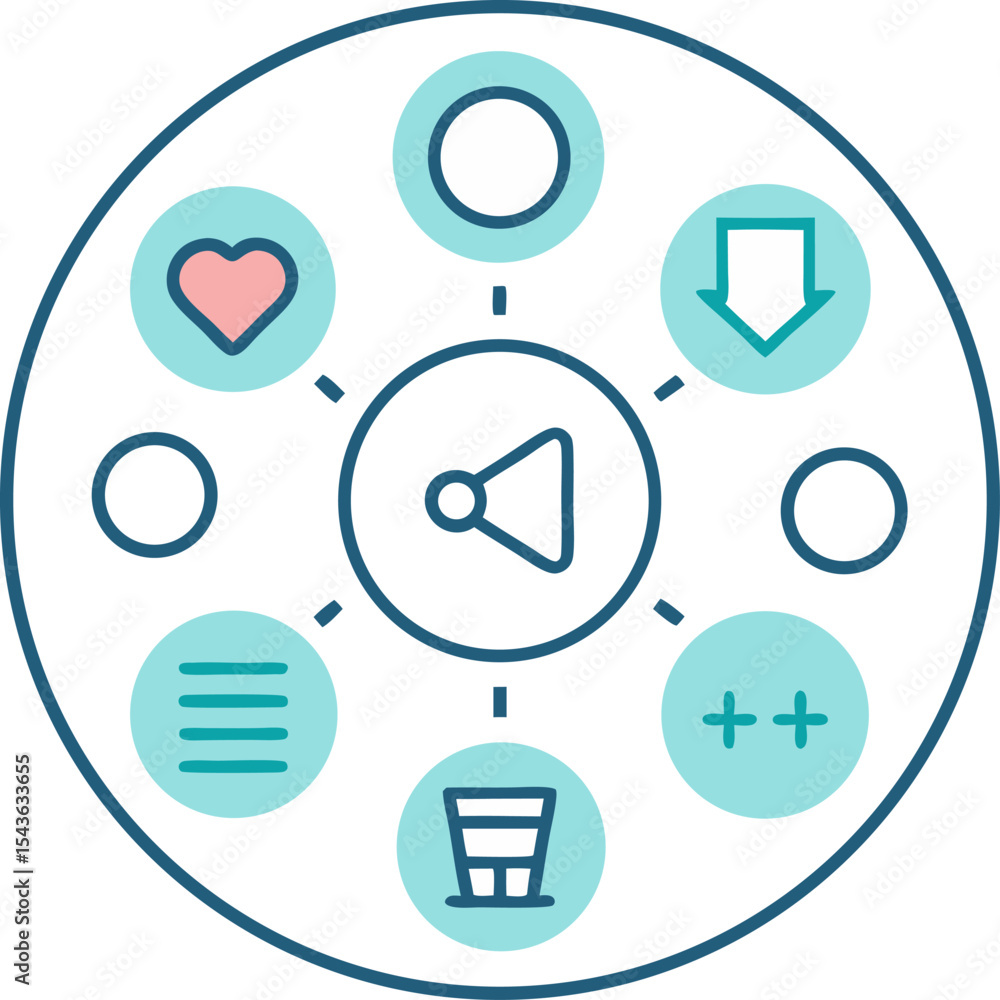 Poster circular line icons for app feature filter