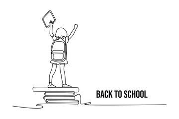Back to school concept. Single line draw design. Vector graphic illustration