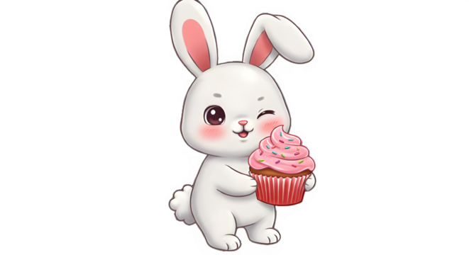 bunny with cupcake
