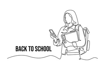 Back to school concept. Single line draw design. Vector graphic illustration