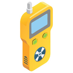 Isometric radiation detector device measuring radioactivity levels for safety and protection use case