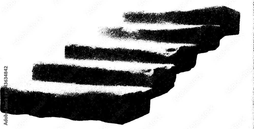 Poster abstract floating staircase in high contrast black and white for modern design