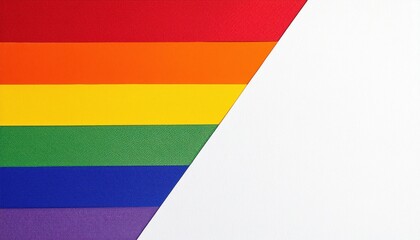minimalist rainbow flag design with fabric texture and geometric white space for lgbtq+ support, ideal for web banner, poster, or branding layout

