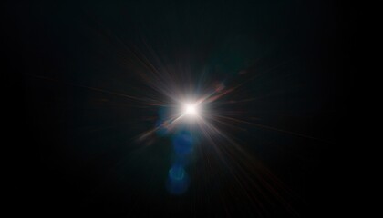  abstract cosmic light burst with rainbow lens flare on dark background for sci-fi design, digital wallpaper, futuristic branding, or space themed poster