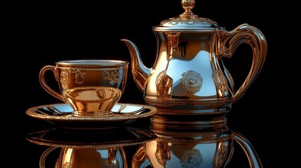 Golden tea set, elegant and ornate