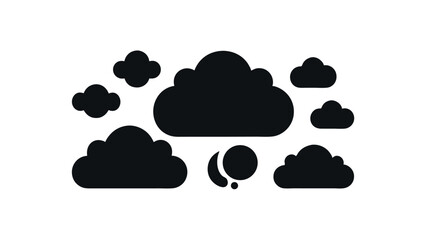 Night Sky Cloud Icons Collection of Moon, Stars and Cloud Silhouettes for Design Projects