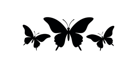 Elegant Silhouette of Three Butterflies A Simple, Yet Striking Vector Graphic Design