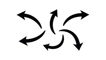 Circular Motion Curved Arrow Vector Icon Set for Process, Rotation, Cycle, and Navigation Designs in Minimal Style