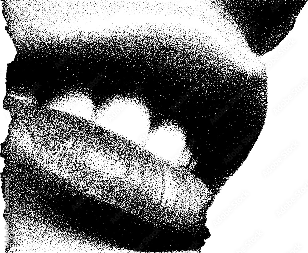 Aufkleber glitch art with pixelated frame and monochrome contrast for modern design