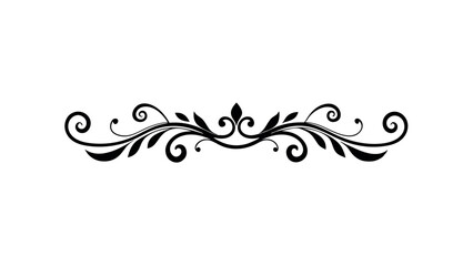 Decorative Floral Divider and Border Silhouette in Vector Style for Invitations, Frames, and Elegant Graphic Design Projects