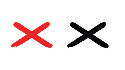 Obraz premium Vector Check and Cross Mark Symbols in Red and Black for Approval, Cancel, Correct, or Wrong Selection UI Icons