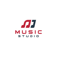 music studio logo design modern minimal concept letter m creative music tune sign