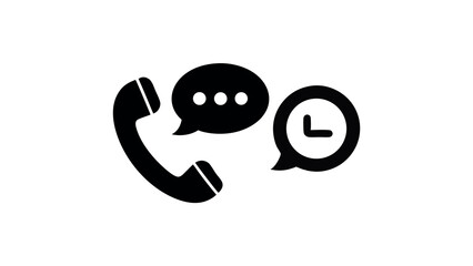 Obraz premium Communication Icons Set Featuring Phone, Chat Bubble, and Clock Symbol in Vector Style for Contact, Customer Service, and Support