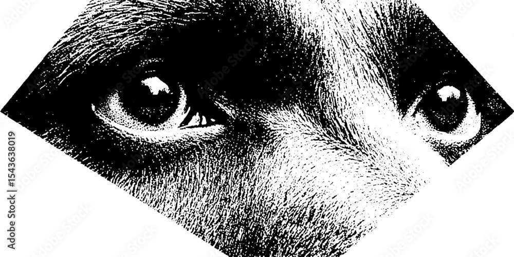 Aufkleber abstract portrait with diamond eyepatch and gummy bear in high contrast design