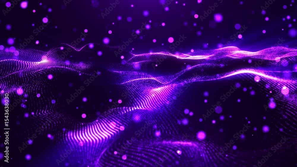 Poster abstract digital dynamic colorful waves of particles with light motion lights background, data flow,
