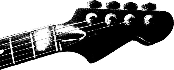 Abstract high contrast black and white guitar fretboard close-up for music design