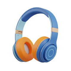 3D Render of Blue and Orange Headphones