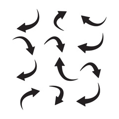 Abstract Curved Arrow Icons Set - Directional Flow Vector Graphics

